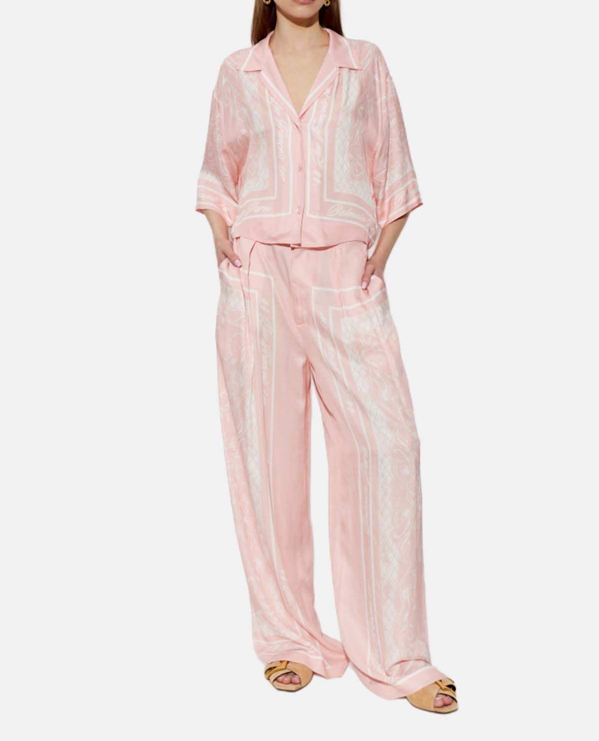 Quần dài pyjama ống suông họa tiết Foulard