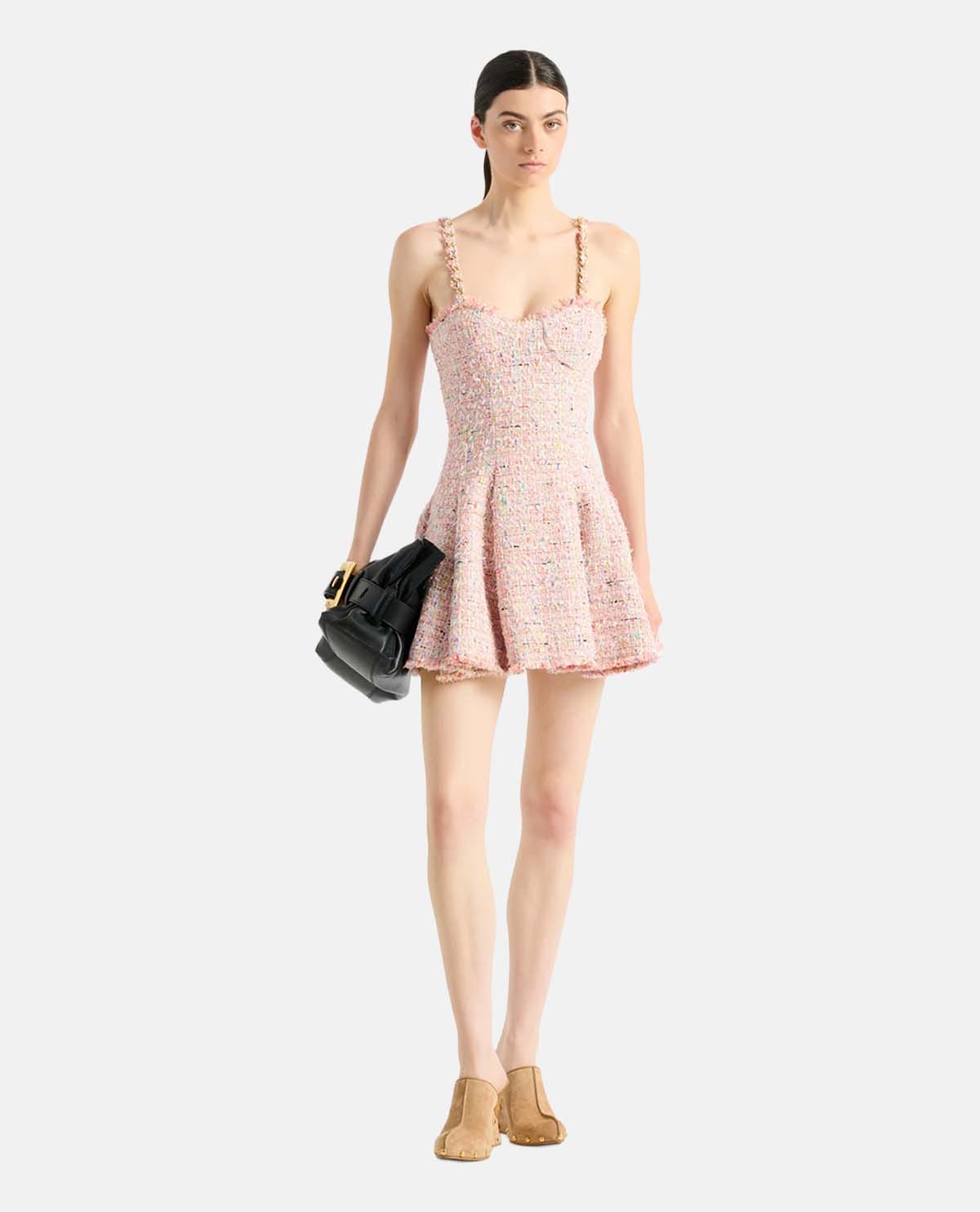 Đầm tweed ngắn dáng xòe
