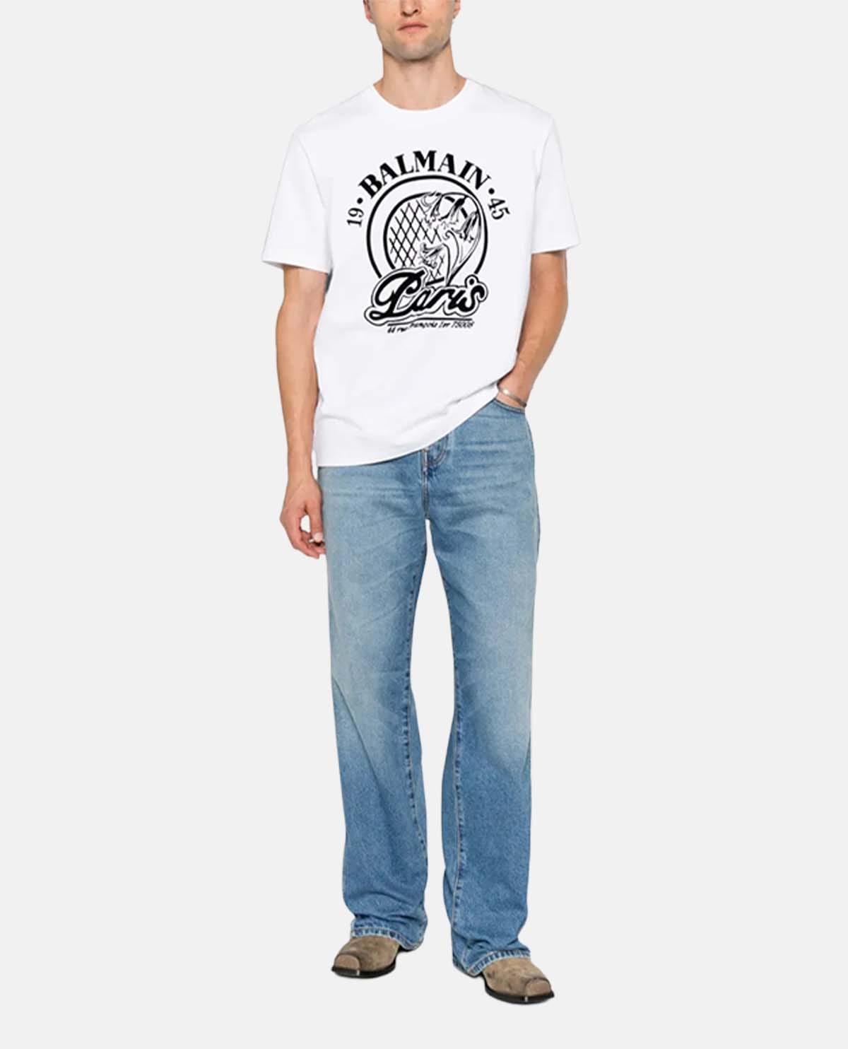 Quần jeans ống rộng thêu logo