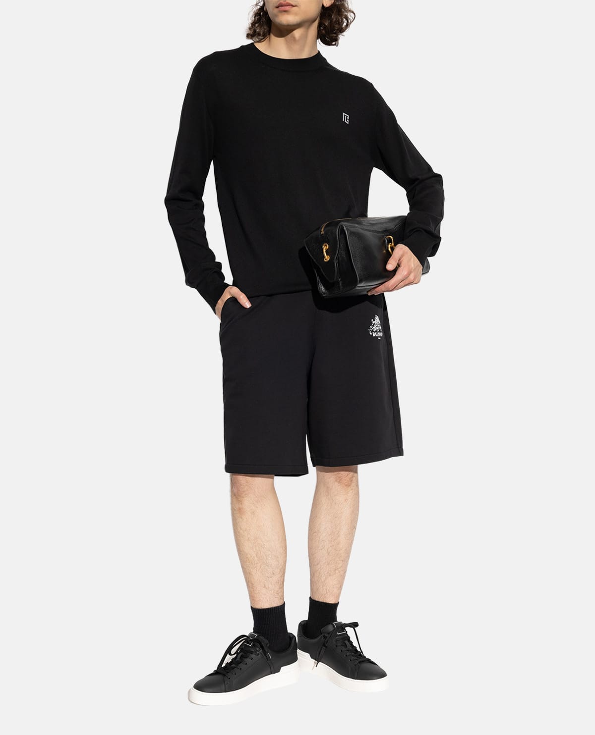 Quần short cotton in logo