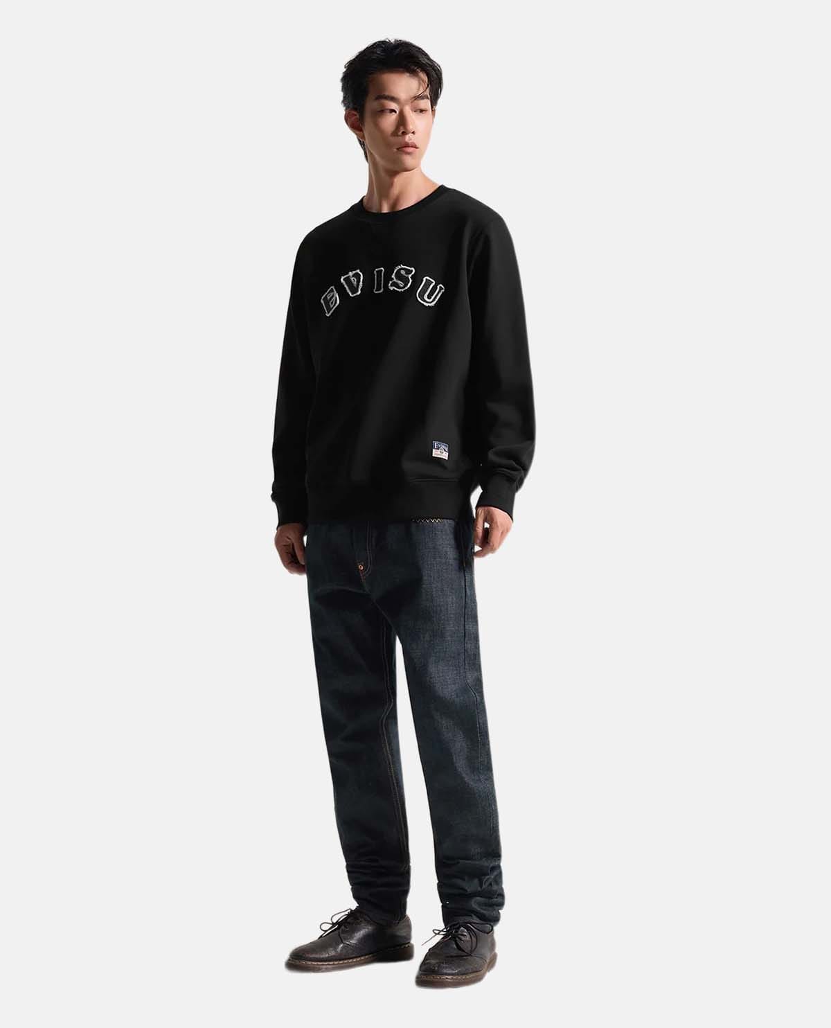 Áo nỉ tay dài thêu logo Evisu