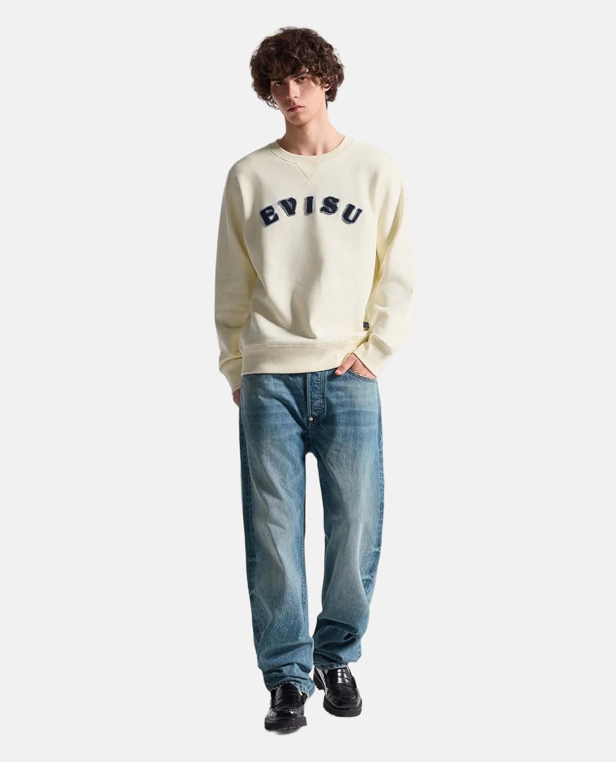 Áo nỉ tay dài thêu logo Evisu