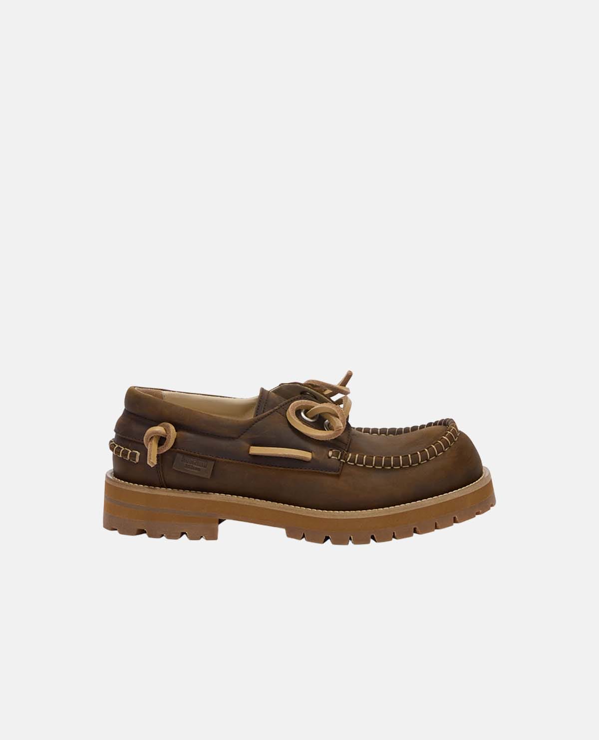 Giày boat loafer da bê