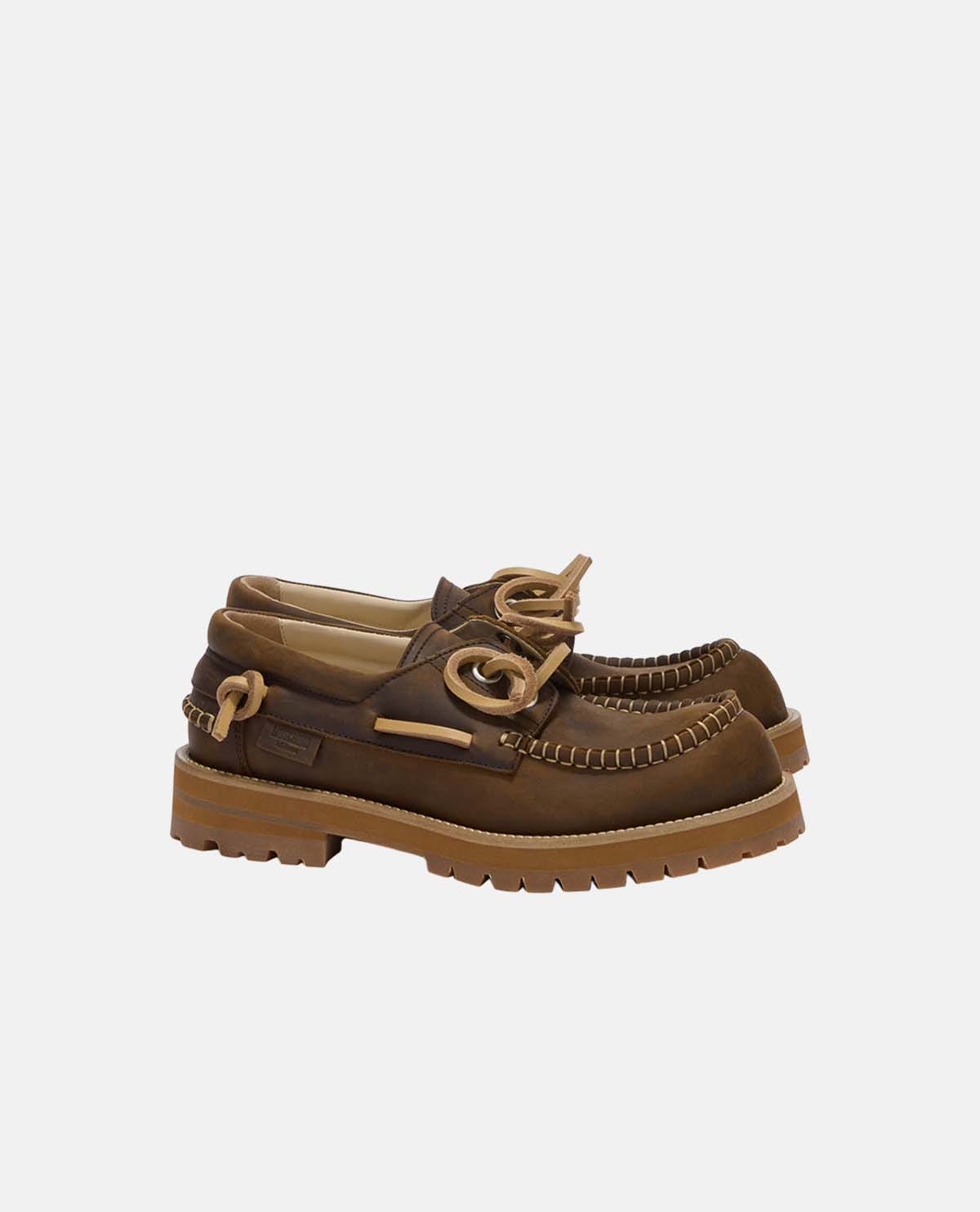 Giày boat loafer da bê