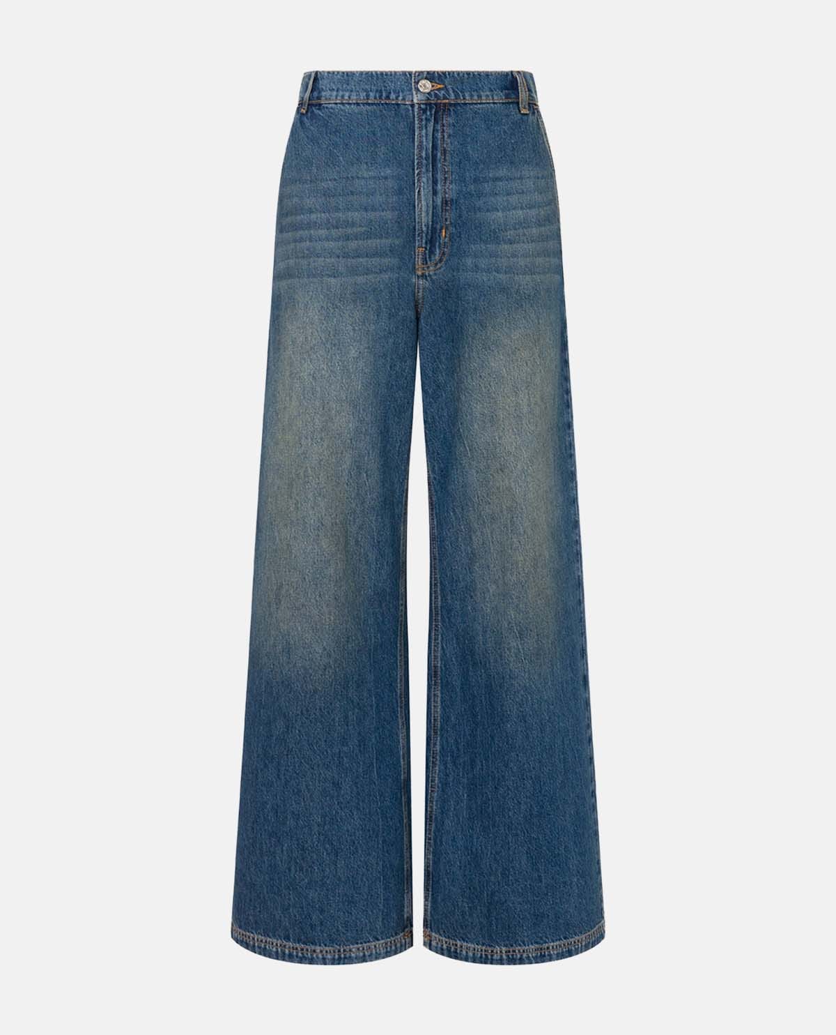 Quần jeans ống rộng phối logo
