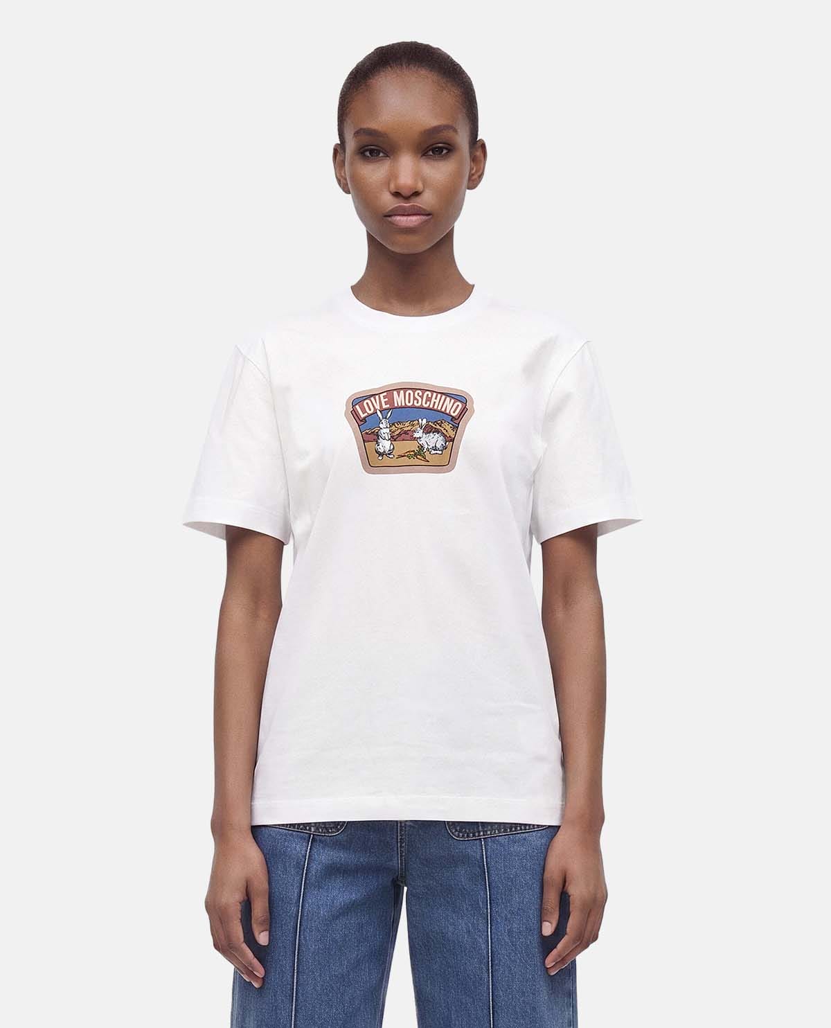 Áo thun cotton jersey tay ngắn in họa tiết