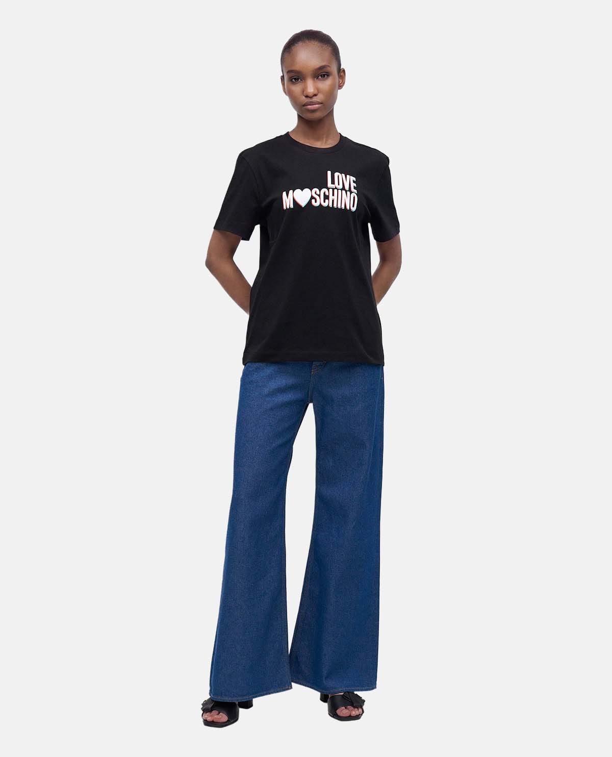 Áo thun cotton jersey tay ngắn phối logo