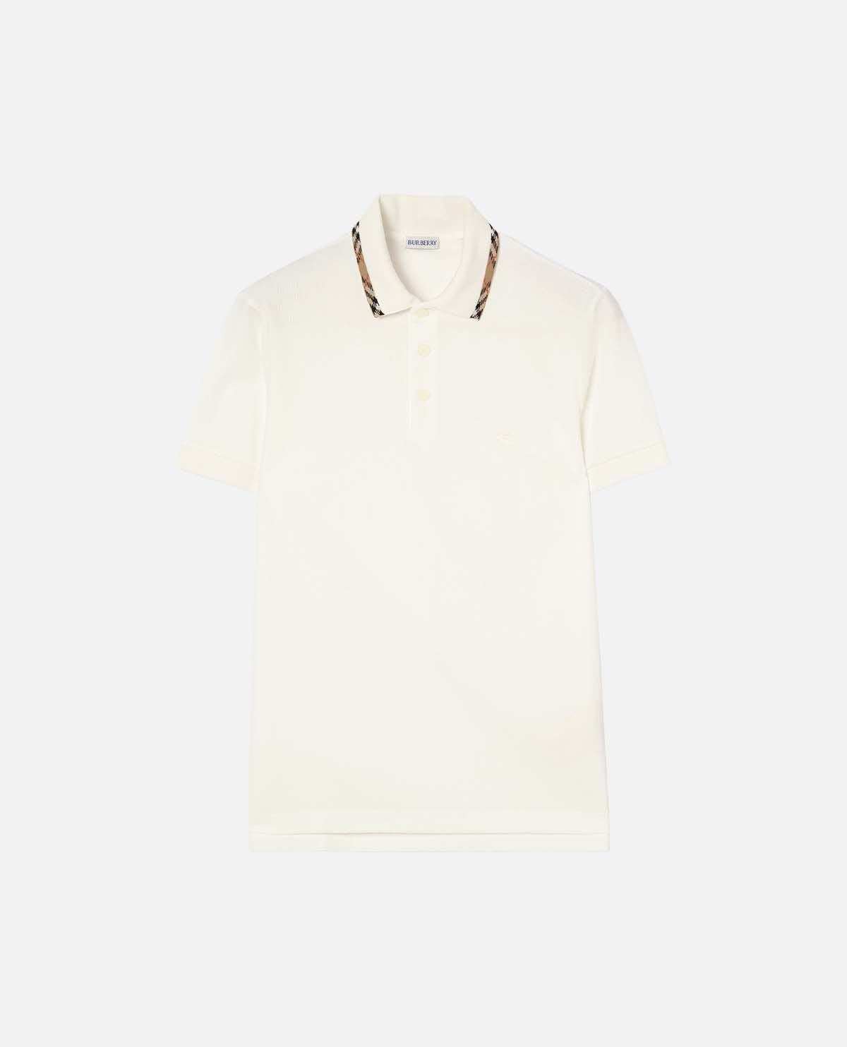 Áo polo cotton phối viền Burberry Check