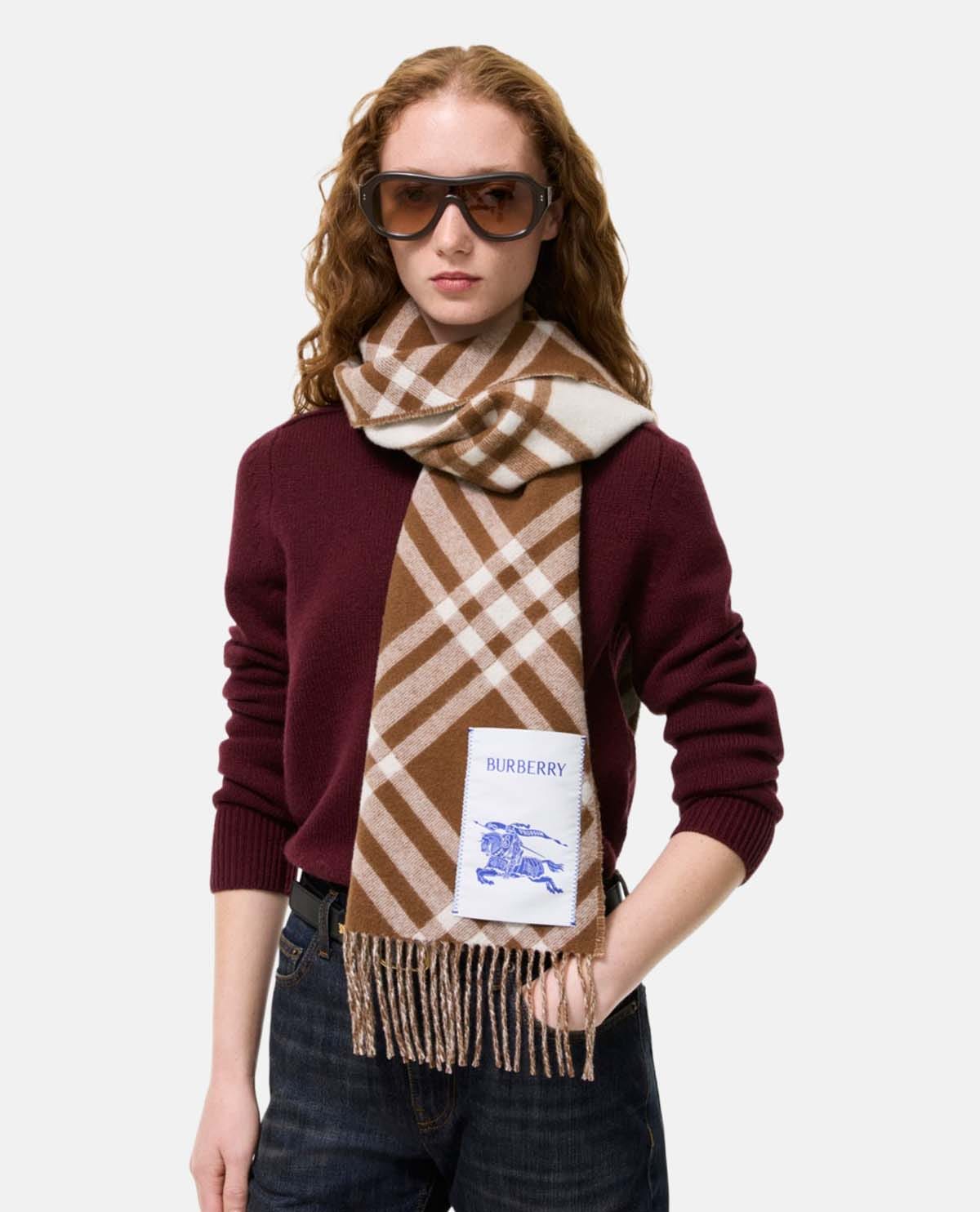 Khăn cashmere họa tiết Burberry Check 168 x 30 cm