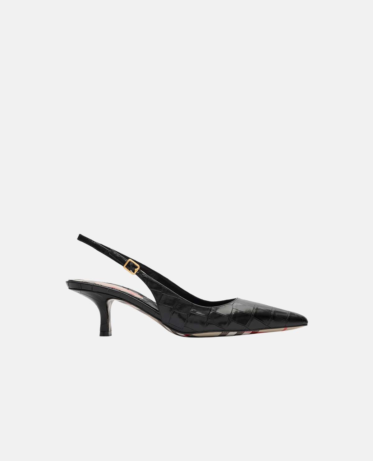 Giày cao gót slingback vân da cá sấu