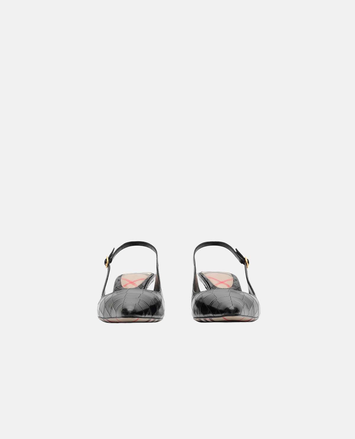 Giày cao gót slingback vân da cá sấu
