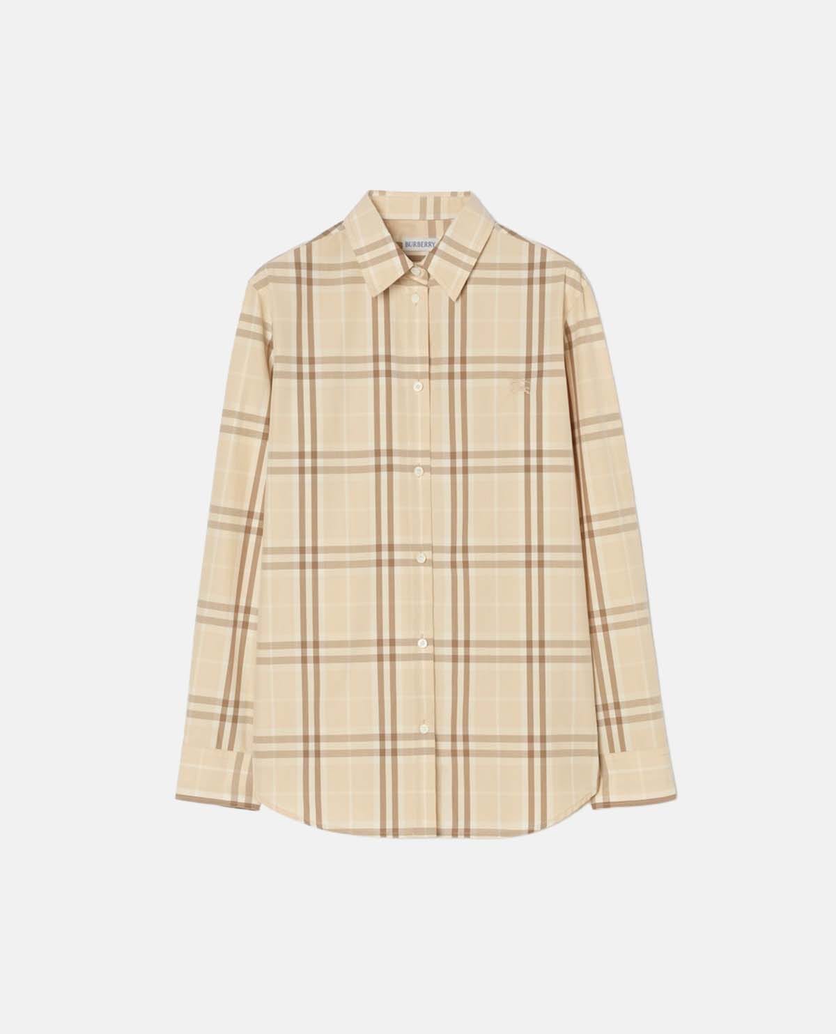 Áo sơ mi cotton tay dài họa tiết Burberry Check