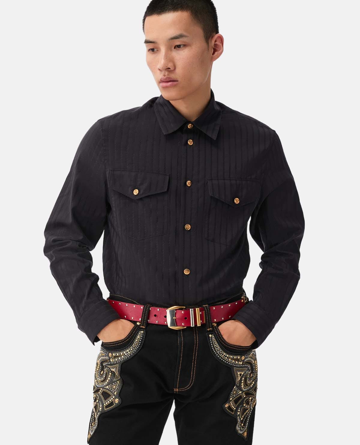 Áo sơ mi tay dài dệt jacquard