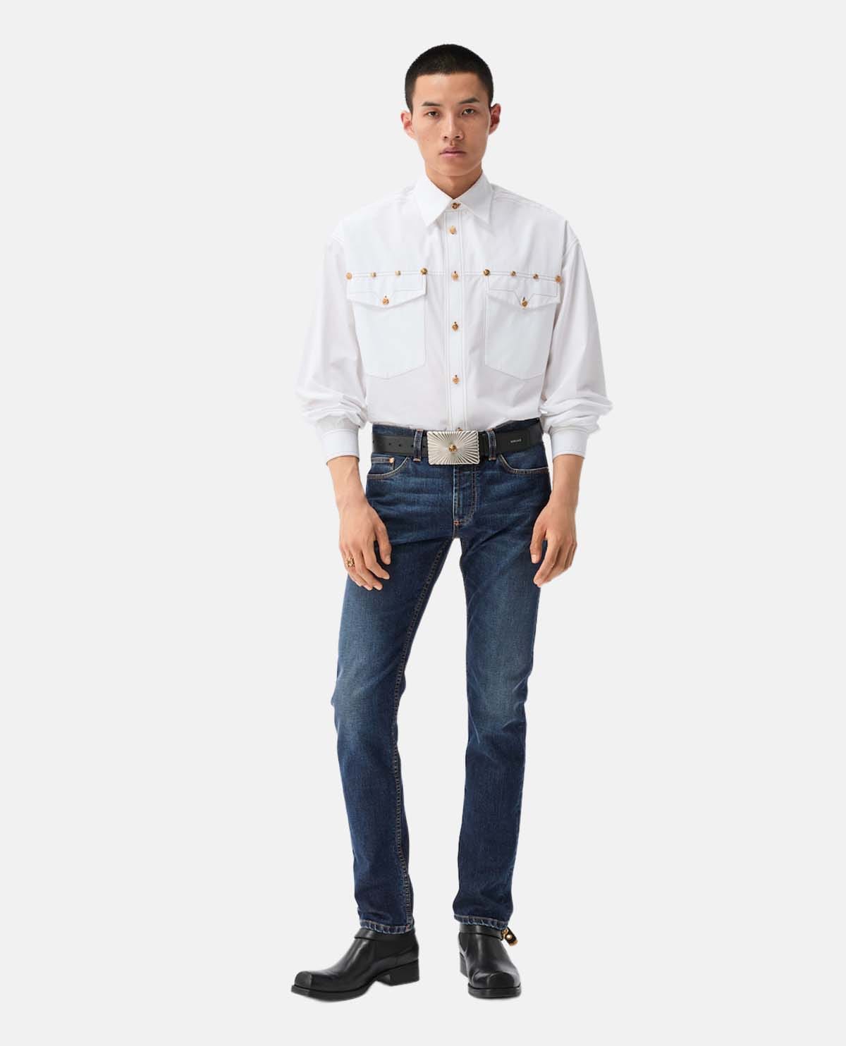 Quần jeans dáng ôm thêu họa tiết