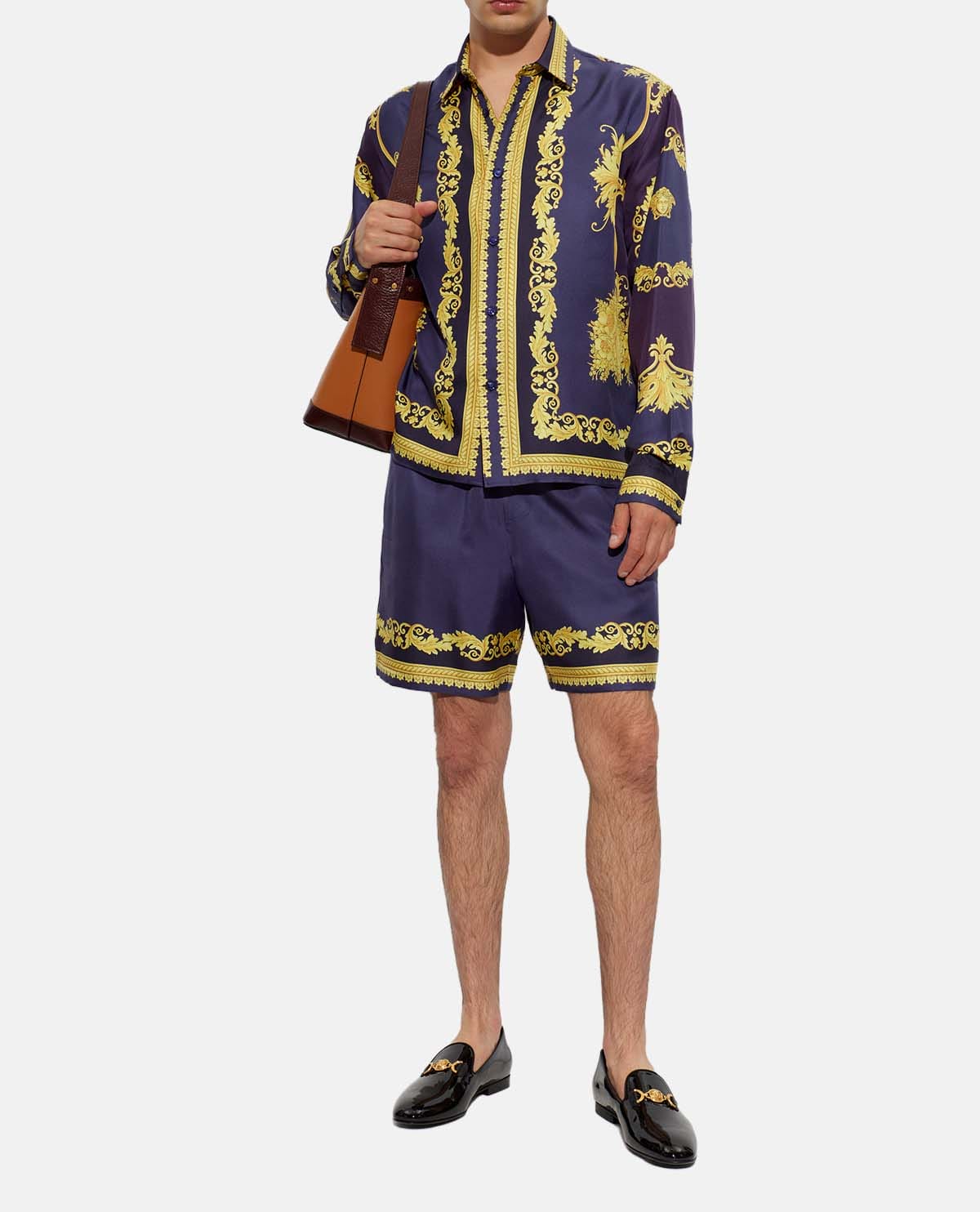 Quần short lụa họa tiết New Barocco